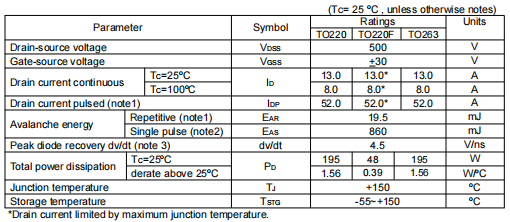 13n50場效應(yīng)管,500v13a